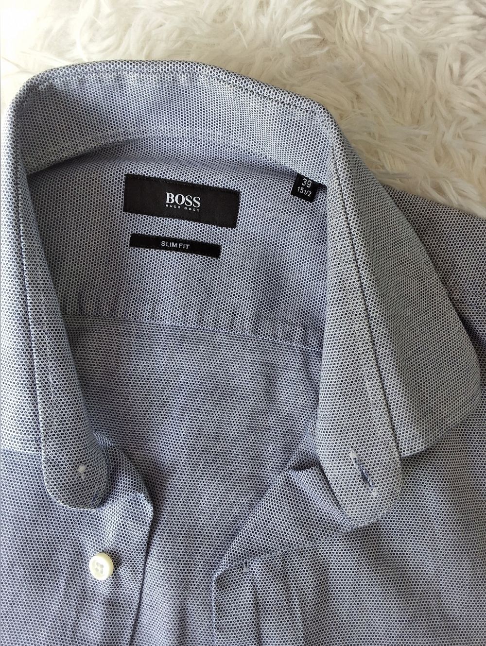 Hugo Boss Slim Fit Blue Dress Shirt Men’s Button Down Long Sleeve - Picture 9 of 9